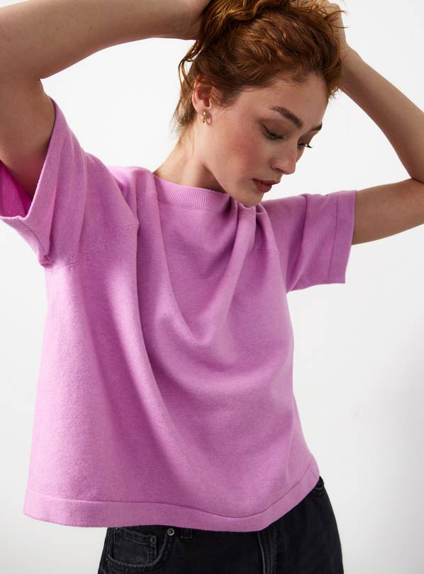 Bright Pink Air Yarn Knitted T-Shirt 18